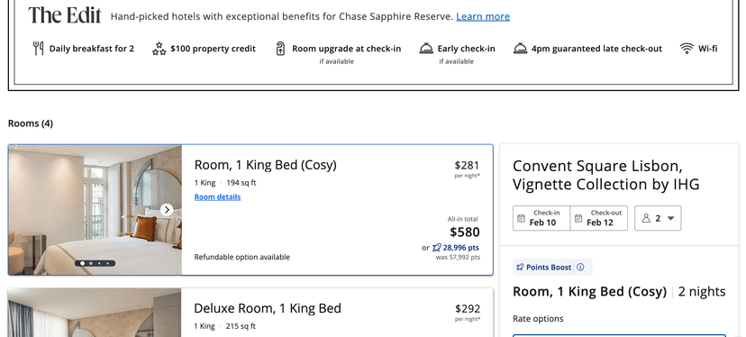 Same hotel showing availability via deep link