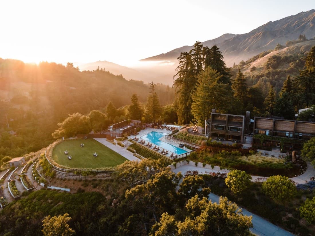 Alila Ventana Big Sur at sunset, seen from above