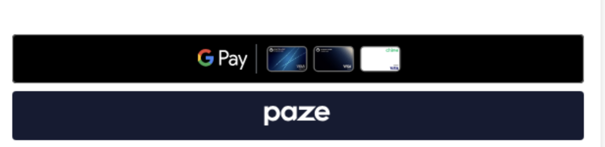 Paze button at Clover Online checkout